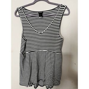 Torrid Black and White Striped Tank Top